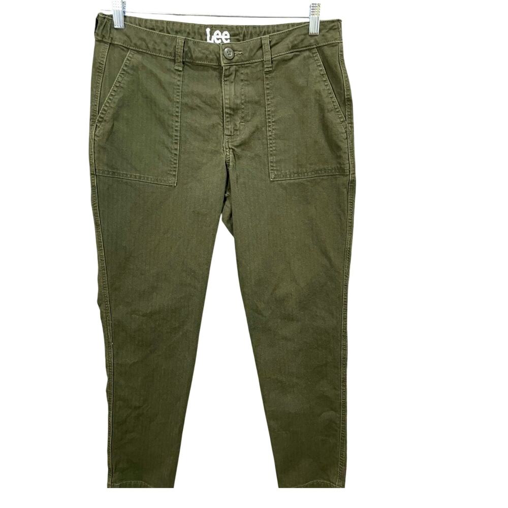 Lee Heritage Women's Utility Pant Olive Green Casual Regular Fit Tapered Size 10